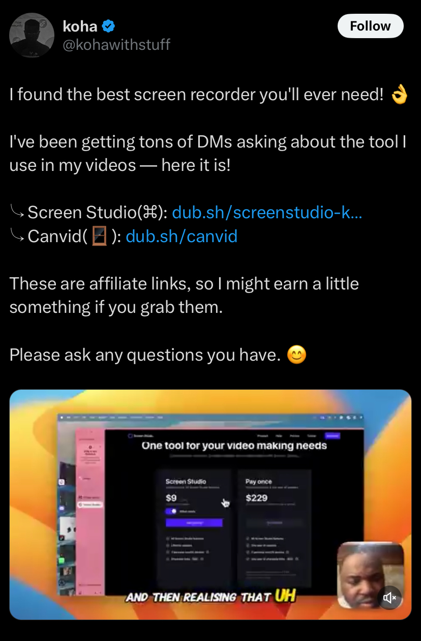 Twitter post example